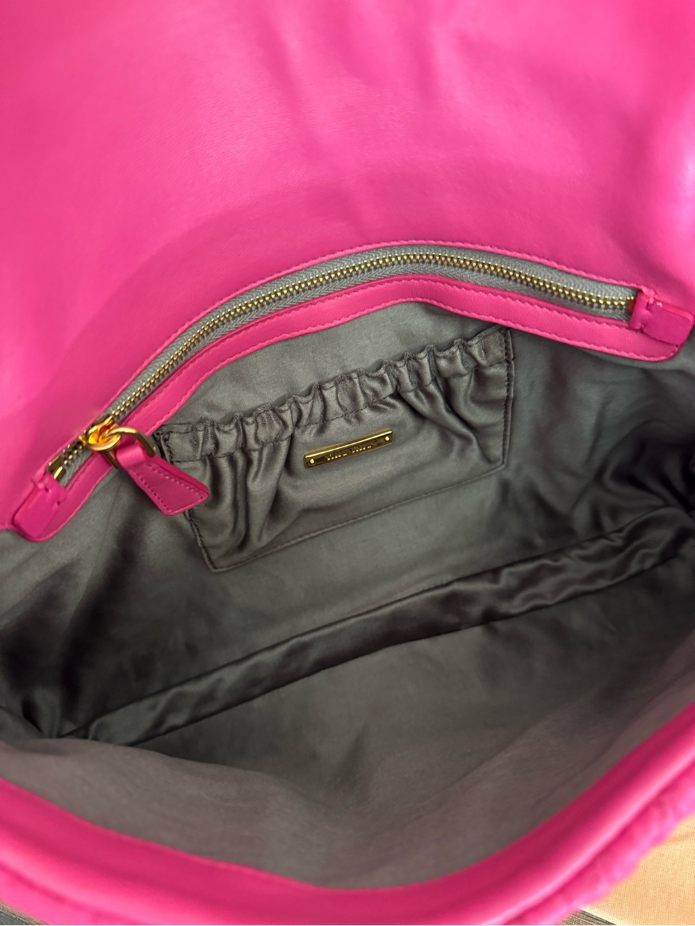 MIU MIU Large Lambskin Quilted Leather Shoulder Bag with Jeweled Crystal Chain - Picture 4 of 7